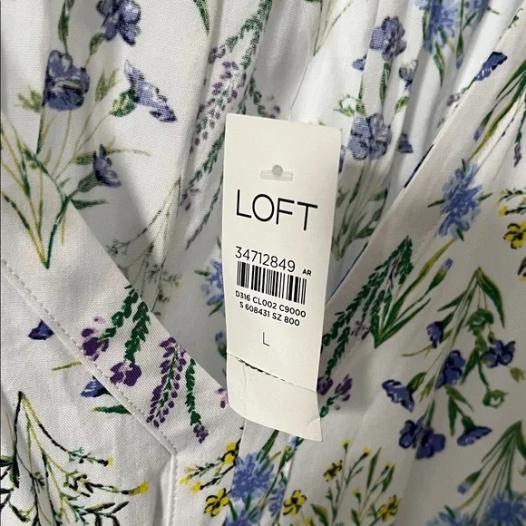 LOFT Bouquet Cutout Back Tiered Midi Dress Women’s Size Large New With Tags - Picture 5 of 6